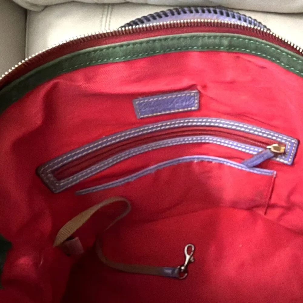 Dooney & Bourke Florentine Purple Domed Buckle Satchel Leather Bag RARE
